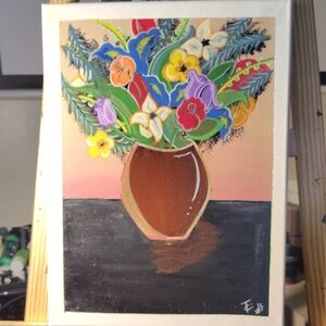 Black and Brown Abstract Floral Painting